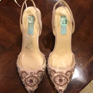 Betsey Johnson pink beaded heels size 8.5